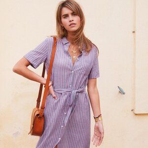 Sézane Lexia Dress in striped écru, red, and blue ~ size FR40, NWT!